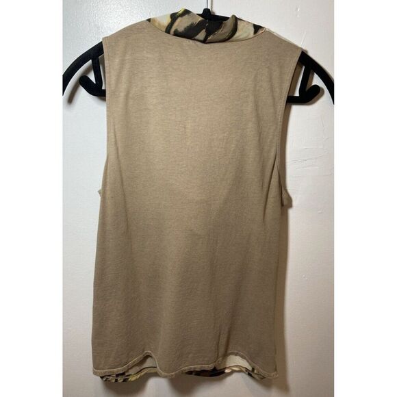 Ann Taylor Scoop Neck Sleeveless Career Shirt Brown Floral Size Medium Classic - Picture 3 of 8